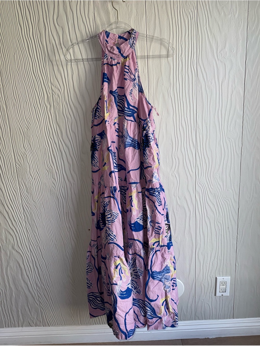 ANTHROPOLOGIE Sarah Gordon Tiered Halter Midi Dress Lilac Floral Sz: 6 - Picture 3 of 15